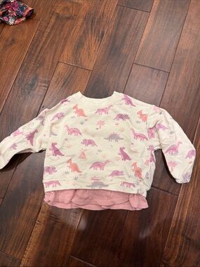 Angel Dear Cream Sweatshirt with Pink & Lavender Dinosaur Print